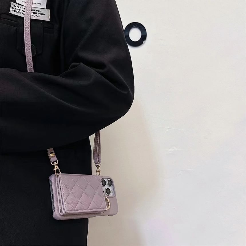 Case Lanyard Phone Card Faux with Leather Holder