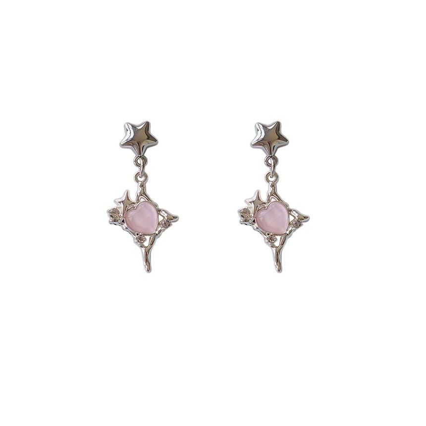Clip / Star Earring Rhinestone Heart Drop On
