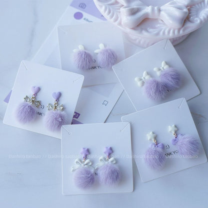 Pom Earring Stud On Clip Drop /