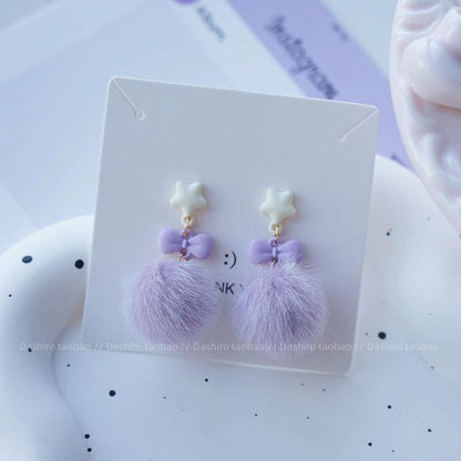 Pom Earring Stud On Clip Drop /