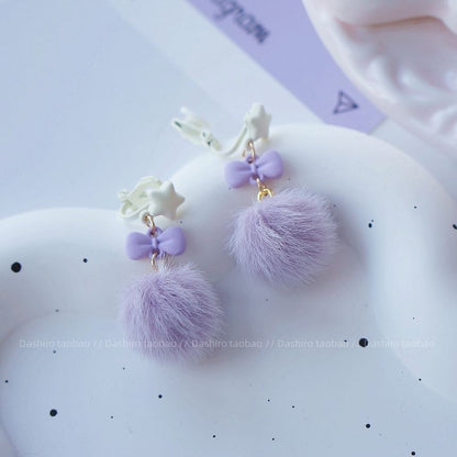 Pom Earring Stud On Clip Drop /