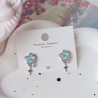 Star Rhinestone Drop On Earring / Clip