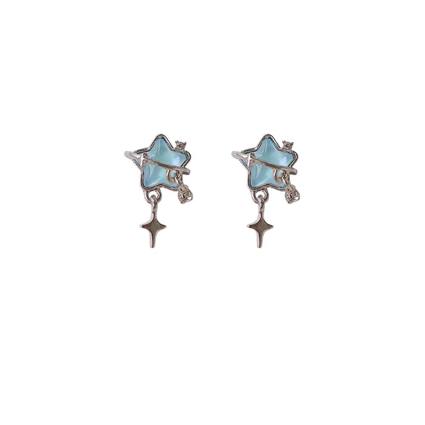 Star Rhinestone Drop On Earring / Clip
