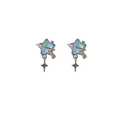 Star Rhinestone Drop On Earring / Clip