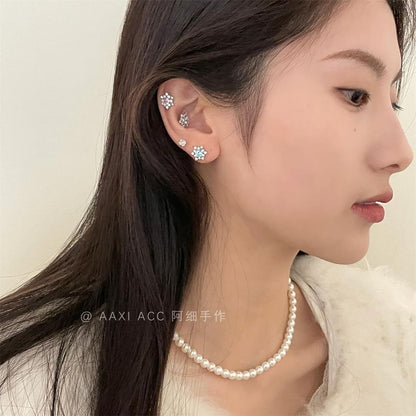 Snowflake Stud Rhinestone Earring