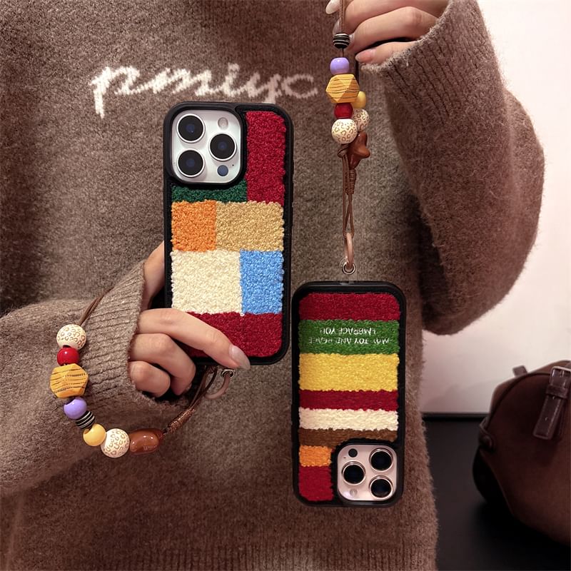Set / Block Strap Chenille Phone Color Case
