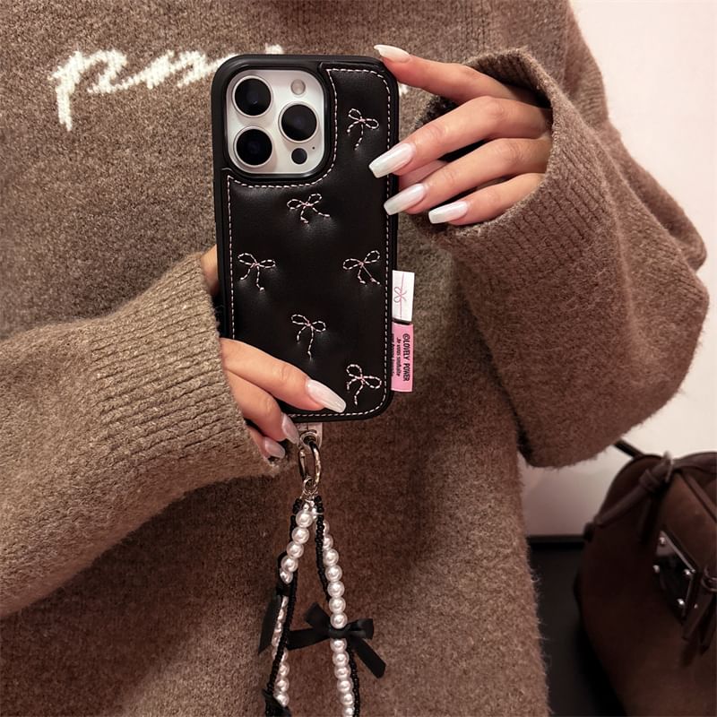 Case Embroidered Bow Phone Set Strap /