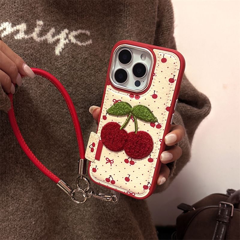 Case Set Strap Cherry Phone Embroidered /