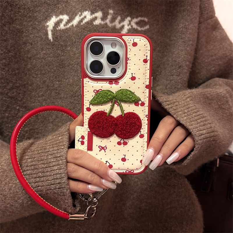 Case Set Strap Cherry Phone Embroidered /