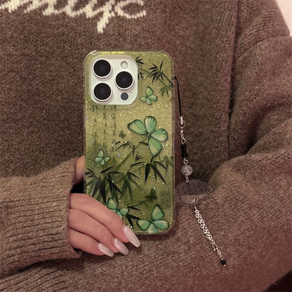 Set Butterfly Case / Bamboo Phone Charm
