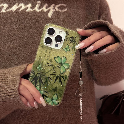 Set Butterfly Case / Bamboo Phone Charm