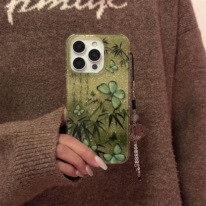 Set Butterfly Case / Bamboo Phone Charm