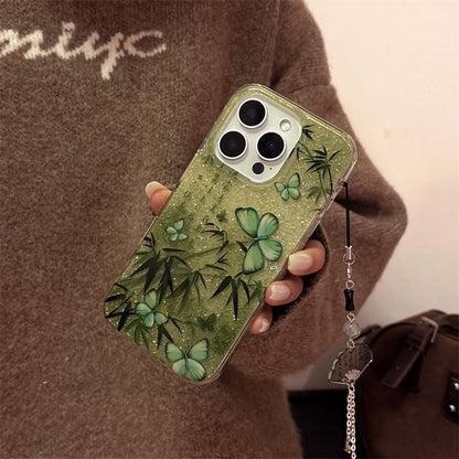 Set Butterfly Case / Bamboo Phone Charm