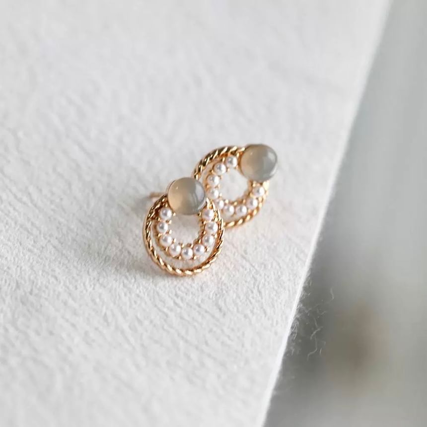 Stud 925 Silver Earring Circle Sterling Double