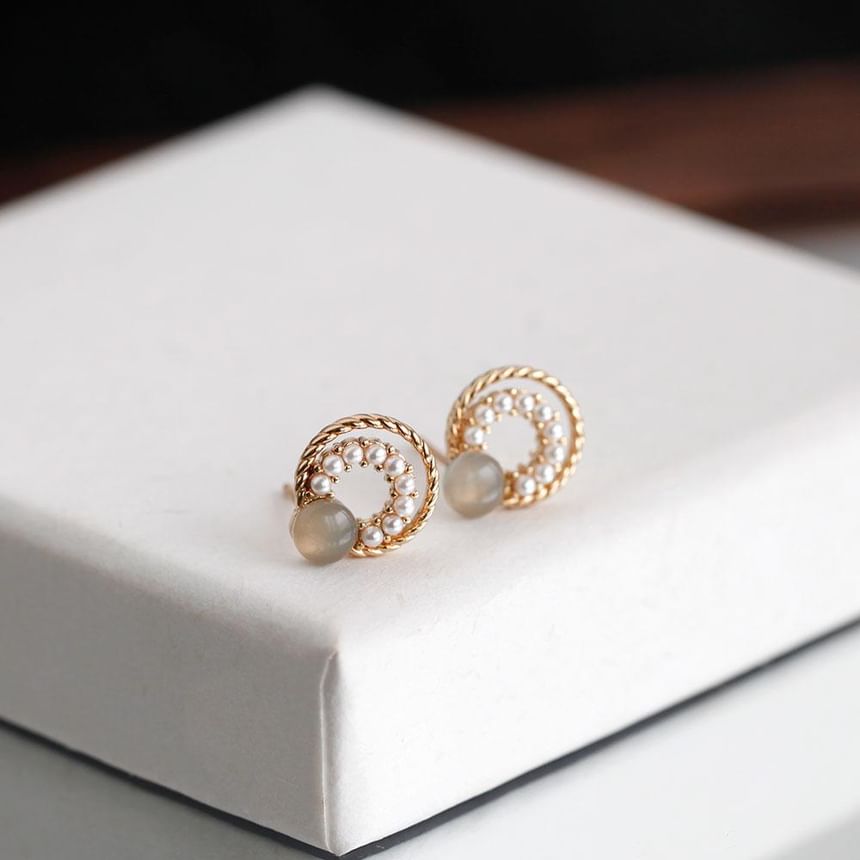 Stud 925 Silver Earring Circle Sterling Double
