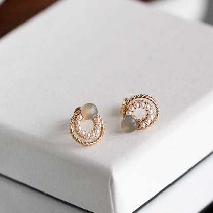 Stud 925 Silver Earring Circle Sterling Double