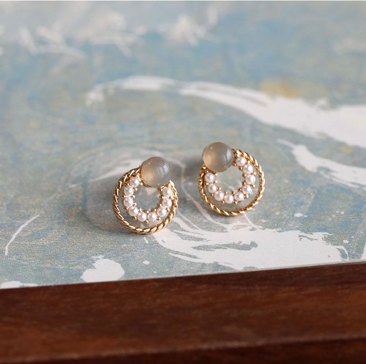 Stud 925 Silver Earring Circle Sterling Double