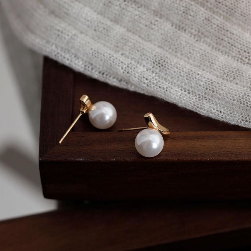 Silver Stud Sterling Earring 925 Pearl Faux