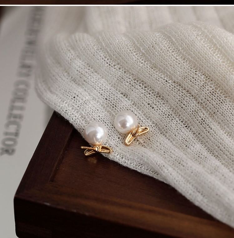 Silver Stud Sterling Earring 925 Pearl Faux