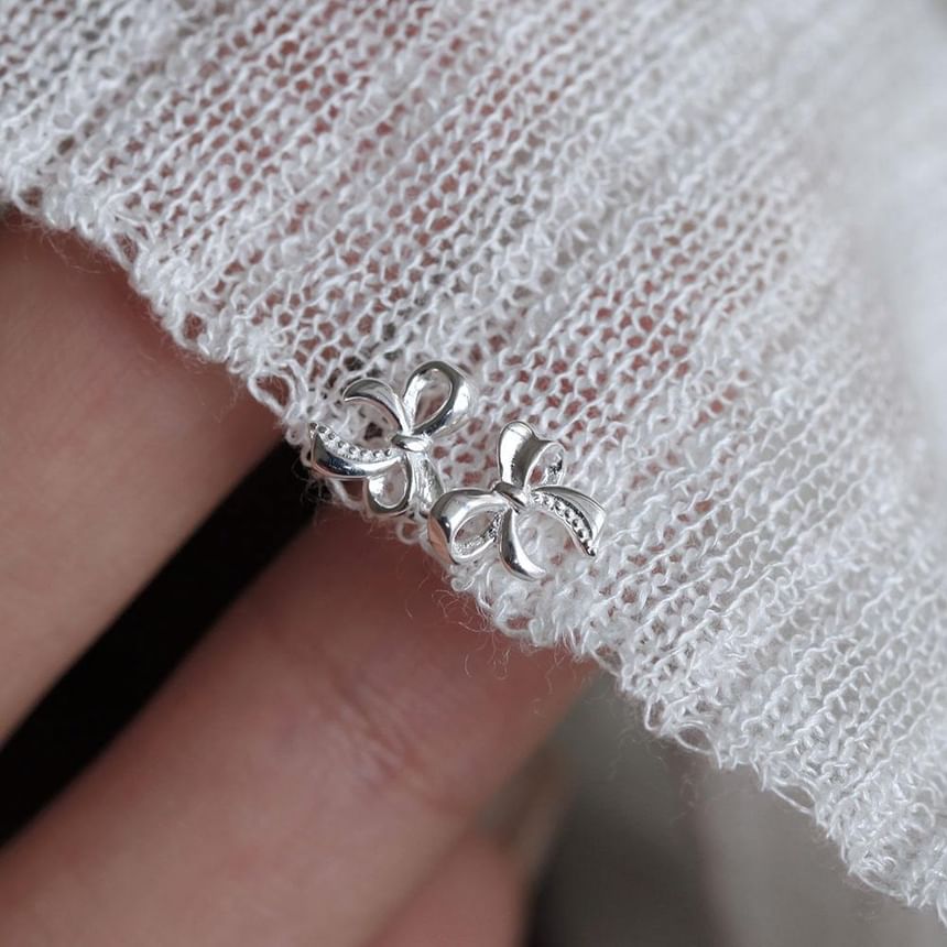 Stud 925 Earring Sterling Bowknot Silver