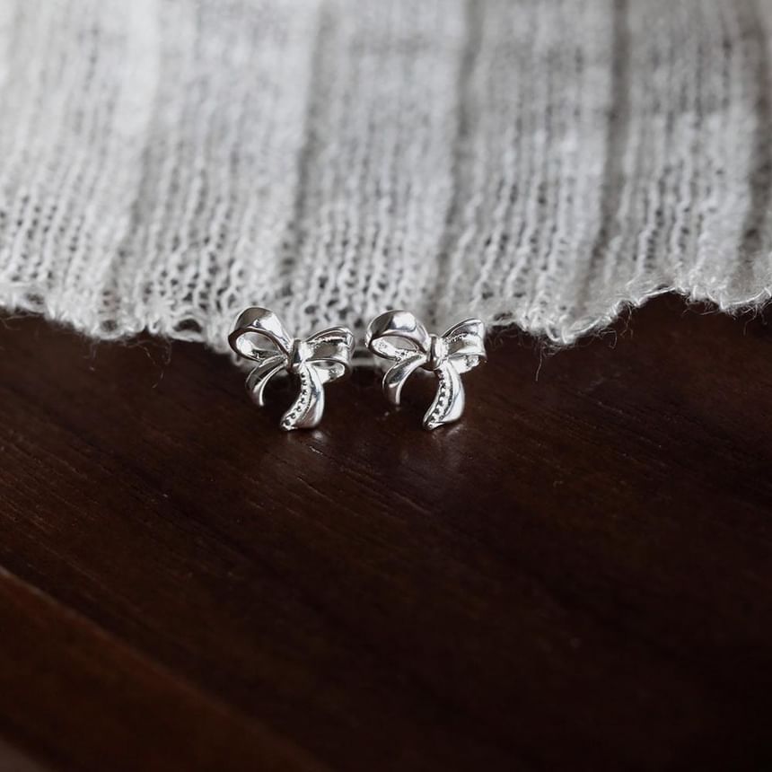 Stud 925 Earring Sterling Bowknot Silver