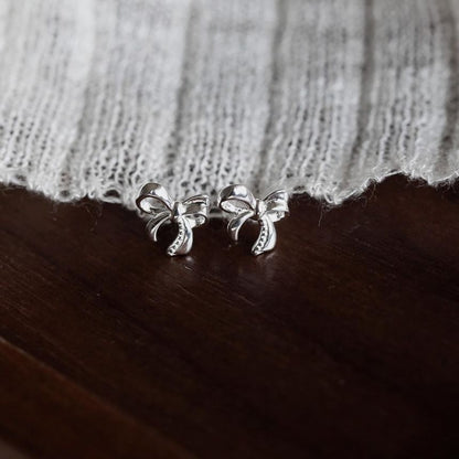 Stud 925 Earring Sterling Bowknot Silver