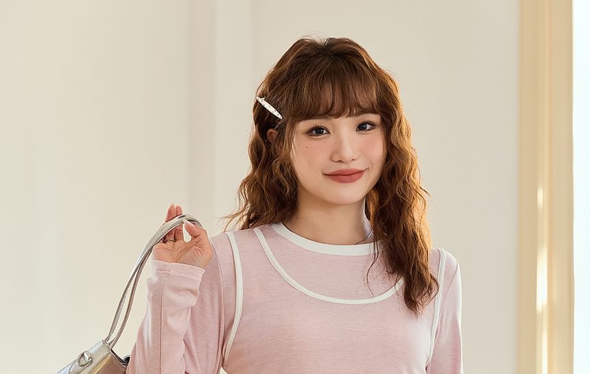 Mock Two-Piece Long-Sleeve Crewneck Tee