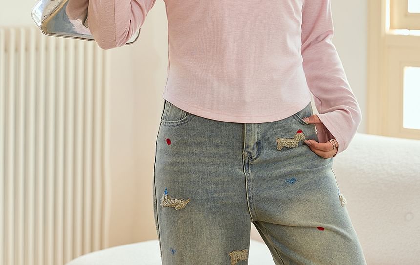 Mock Two-Piece Long-Sleeve Crewneck Tee