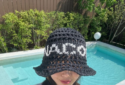 Bucket Crochet Hat Lettering