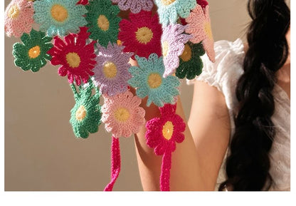 Knit Triangle Floral Head Scarf