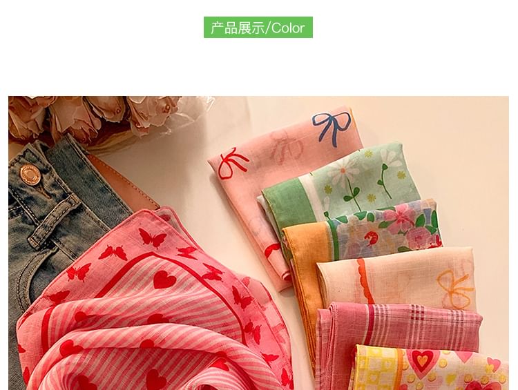 Print Cotton Scarf Head Designs) Linen (Various