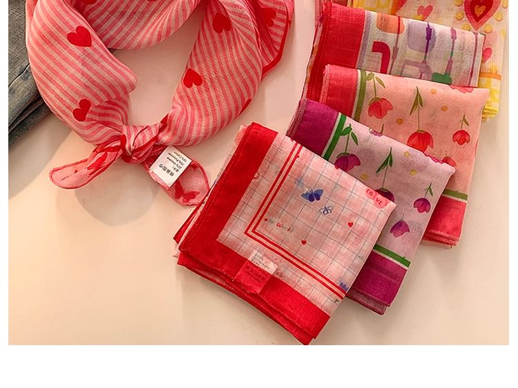 Print Cotton Scarf Head Designs) Linen (Various