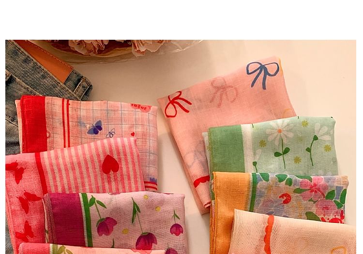 Print Cotton Scarf Head Designs) Linen (Various