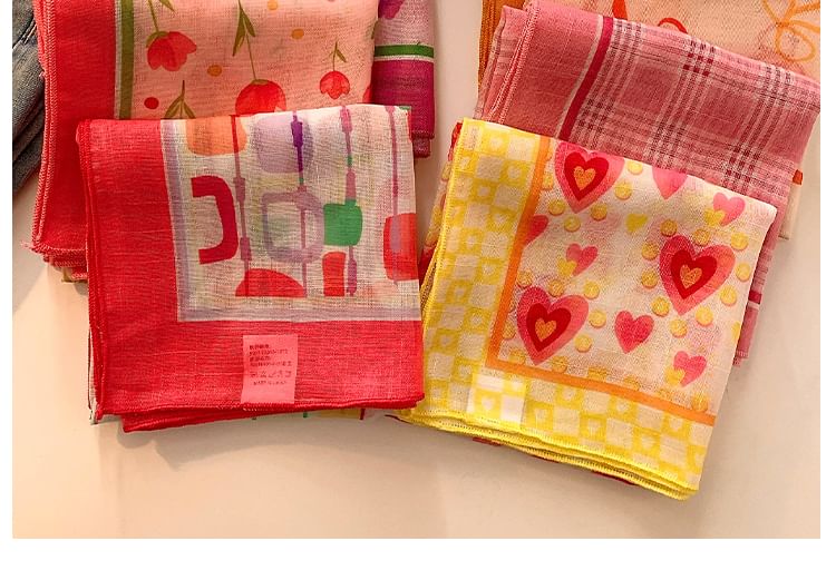 Print Cotton Scarf Head Designs) Linen (Various