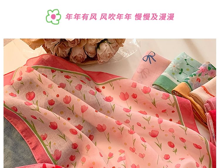 Print Cotton Scarf Head Designs) Linen (Various