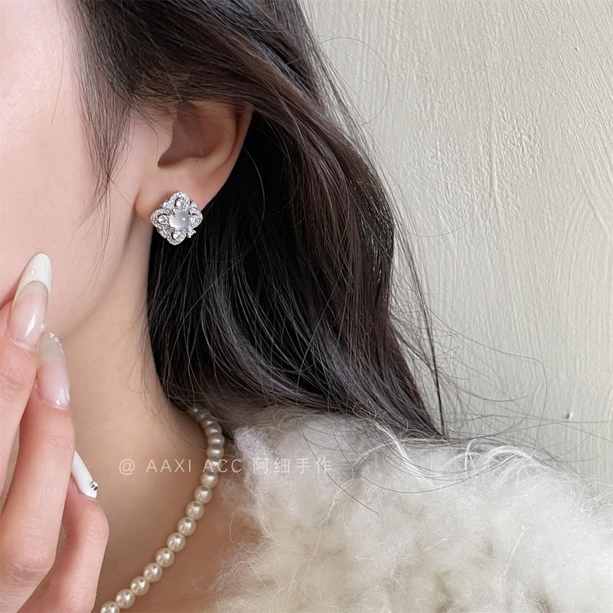 Leaf Rhinestone Earring Stud