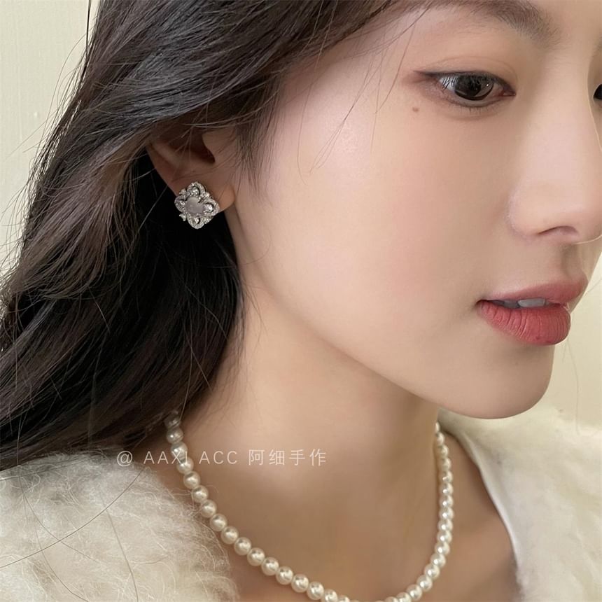 Leaf Rhinestone Earring Stud