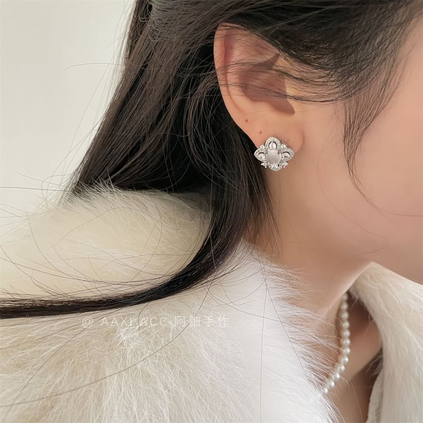 Leaf Rhinestone Earring Stud