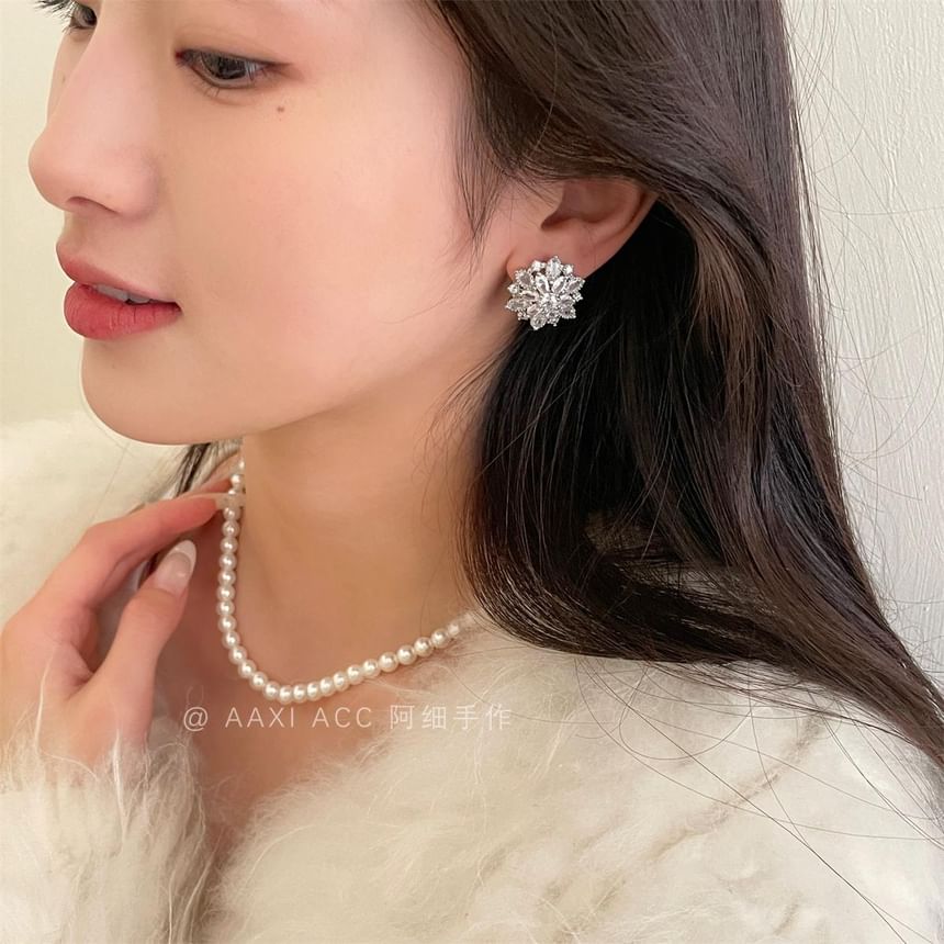 Stud Rhinestone Earring Flower