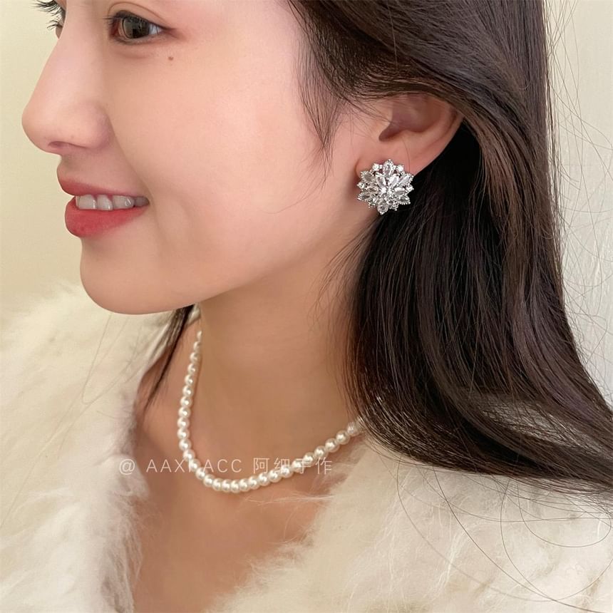 Stud Rhinestone Earring Flower