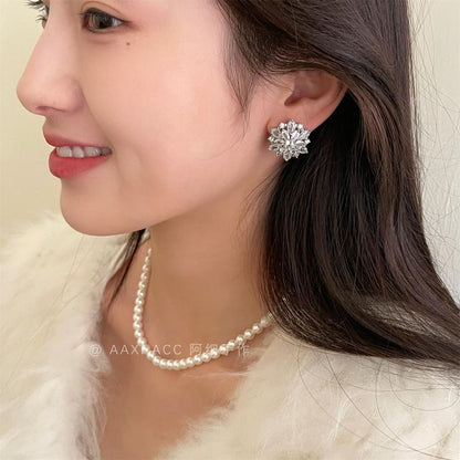 Stud Rhinestone Earring Flower