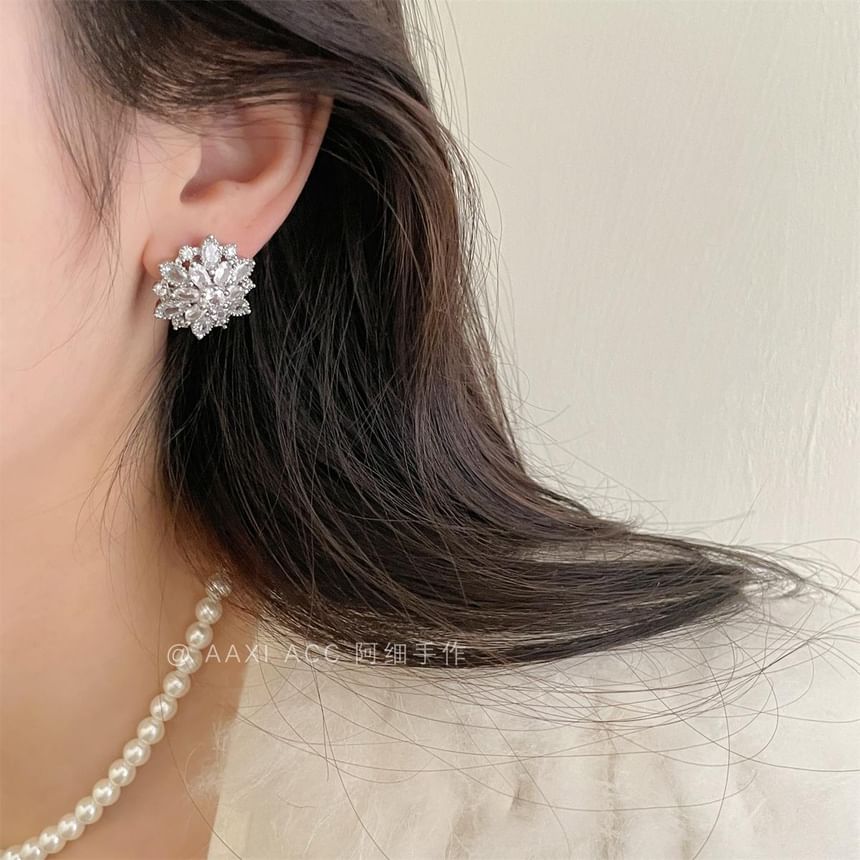 Stud Rhinestone Earring Flower