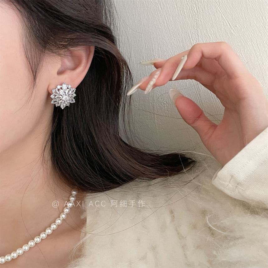 Stud Rhinestone Earring Flower