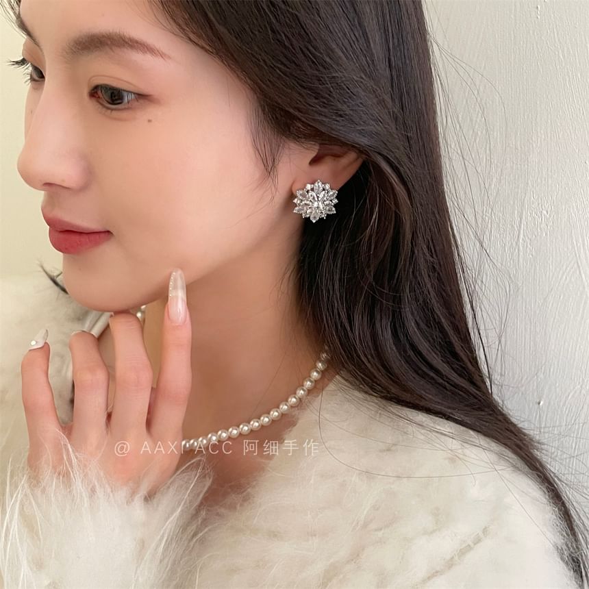 Stud Rhinestone Earring Flower