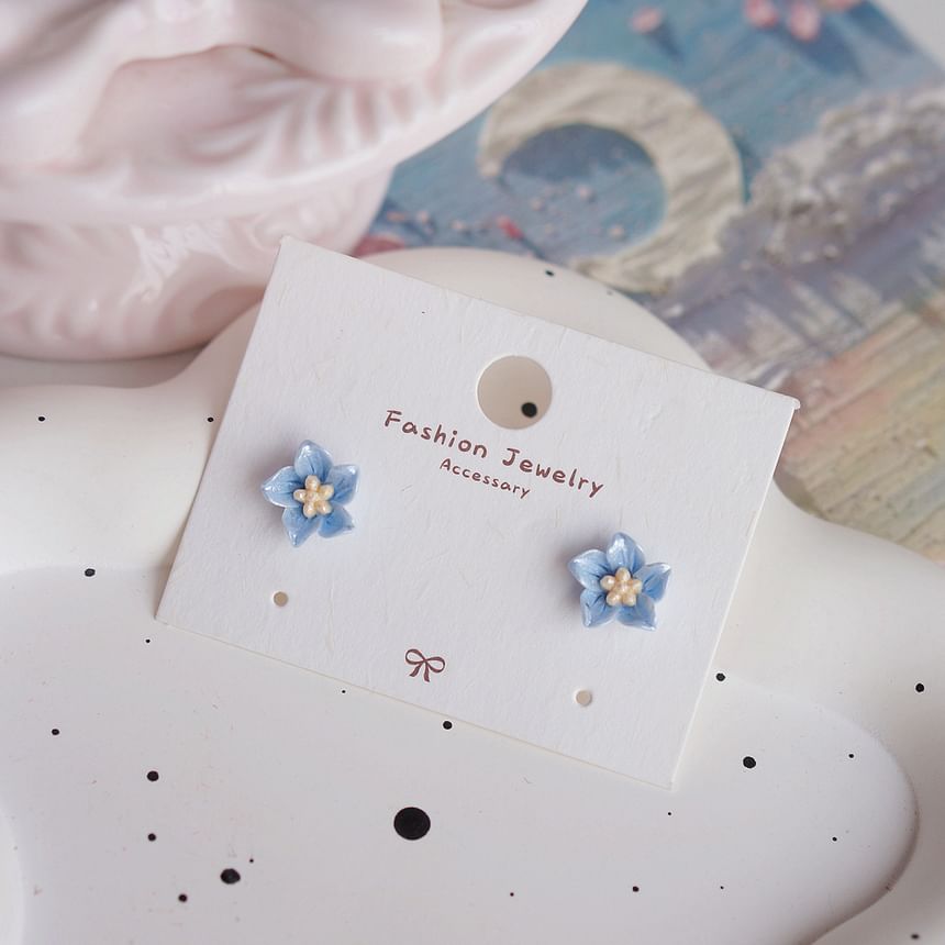 On Clip Flower Stud Earring /