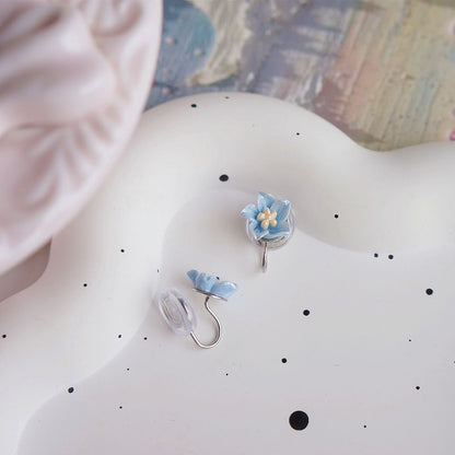 On Clip Flower Stud Earring /