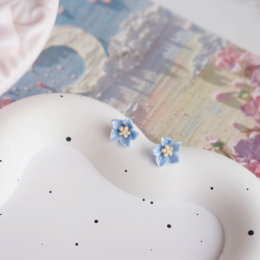 On Clip Flower Stud Earring /