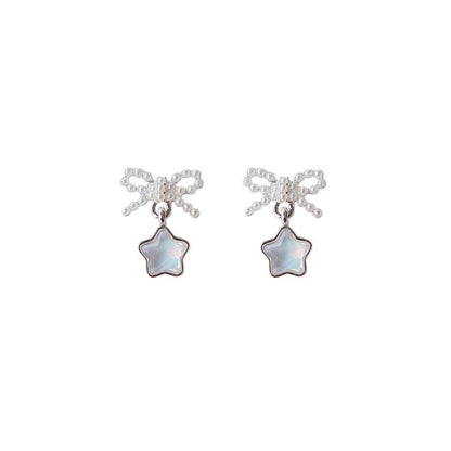 Pearl Faux Dangle Earring Star