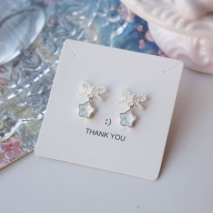 Pearl Faux Dangle Earring Star