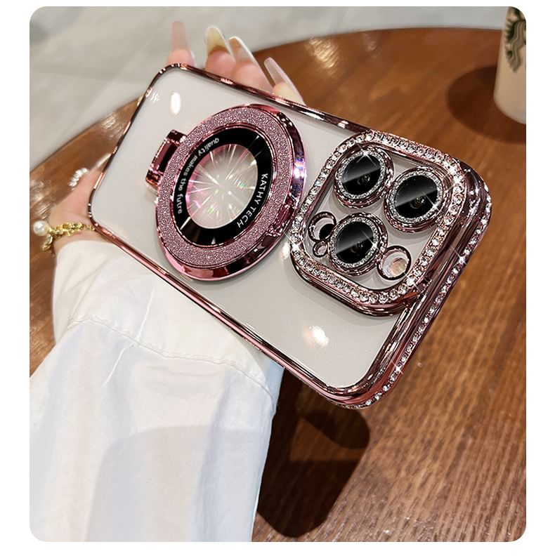 Rhinestone Magnetic with Stand Transparent MagSafe) (Compatible Phone Case